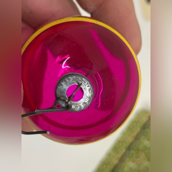 WWII Era Antique Unsilvered Striped Painted Blown Glass Christmas Tree Ornament - Picture 15 of 15